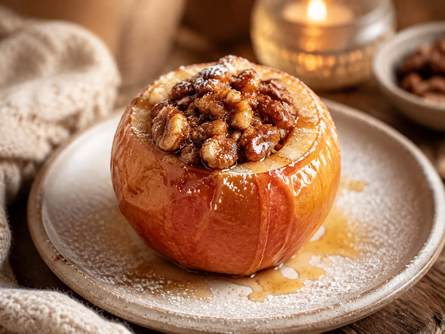 Bratapfel mit Zimt-Nuss-Füllung und Honig