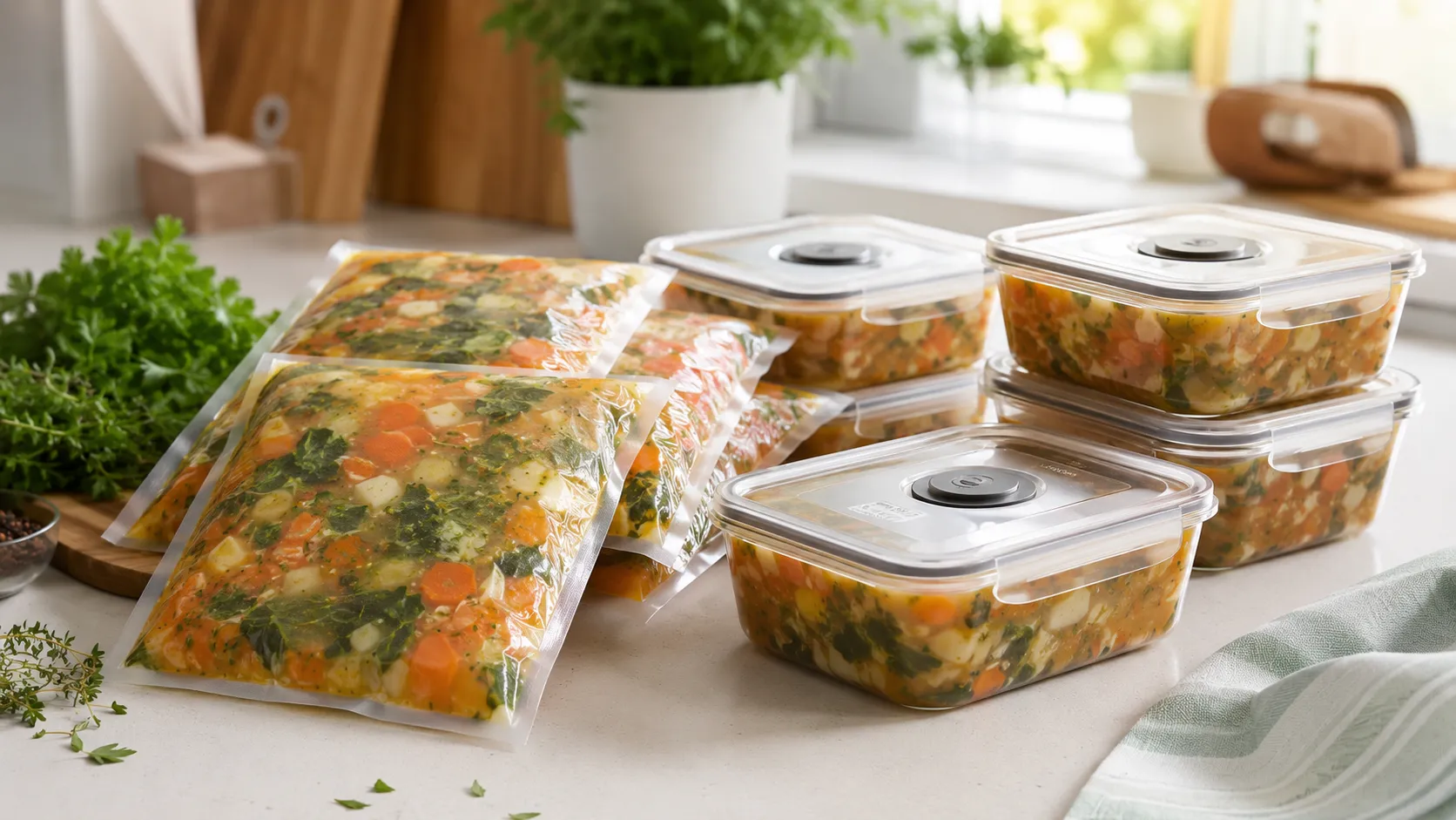 Suppe vakuumieren: einfrieren, portionieren & haltbar machen